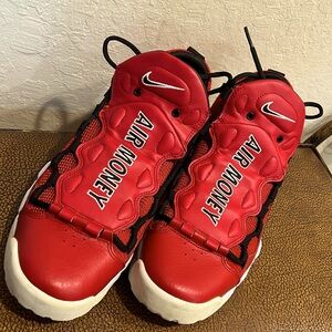 Rare Vintage Nike Air More Money Basketball Gym Red Leather Sneakers!
